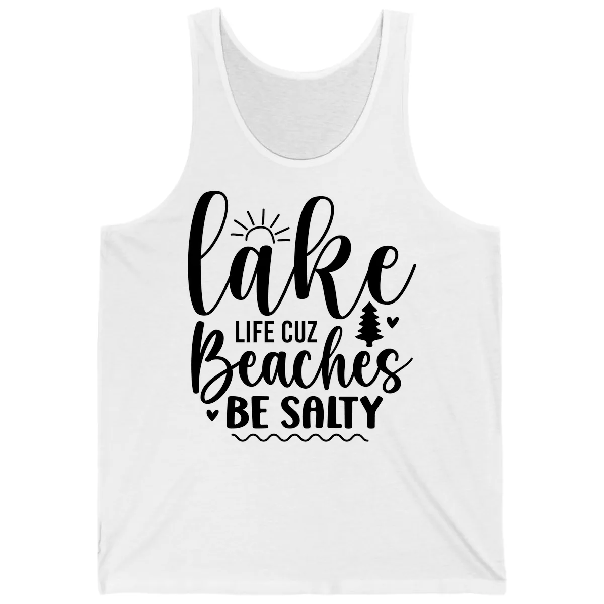 Lake Life Cuzz Beaches Be Salty Tank in White