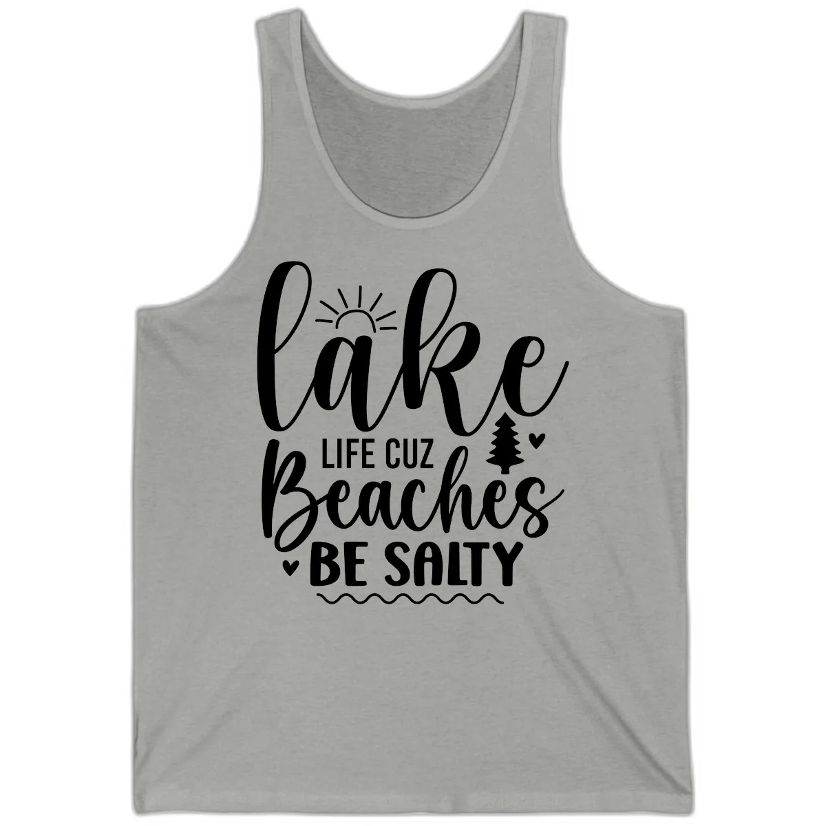 Lake Life Cuzz Beaches Be Salty Tank in Athletic Heather