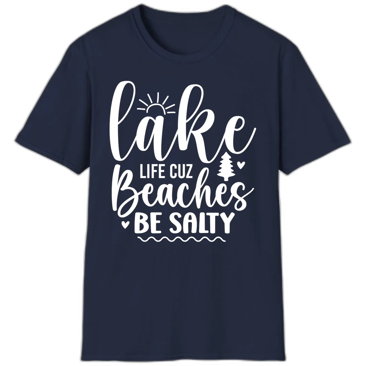 Lake Life Cuzz Beaches Be Salty T-Shirt in Navy