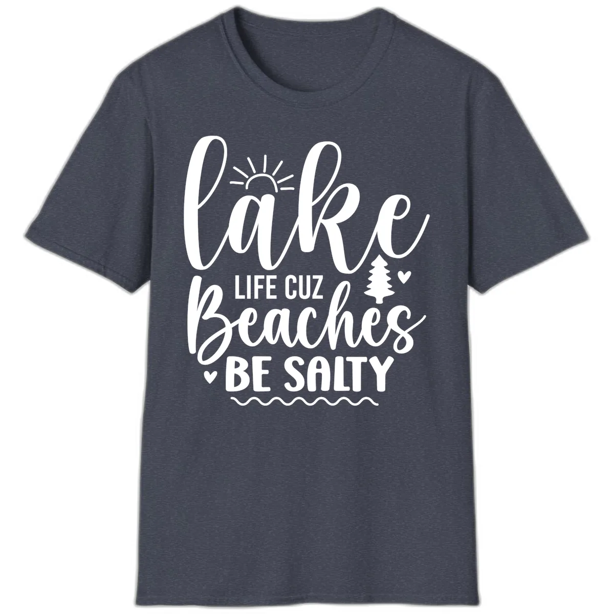 Lake Life Cuzz Beaches Be Salty T-Shirt in Heather Navy