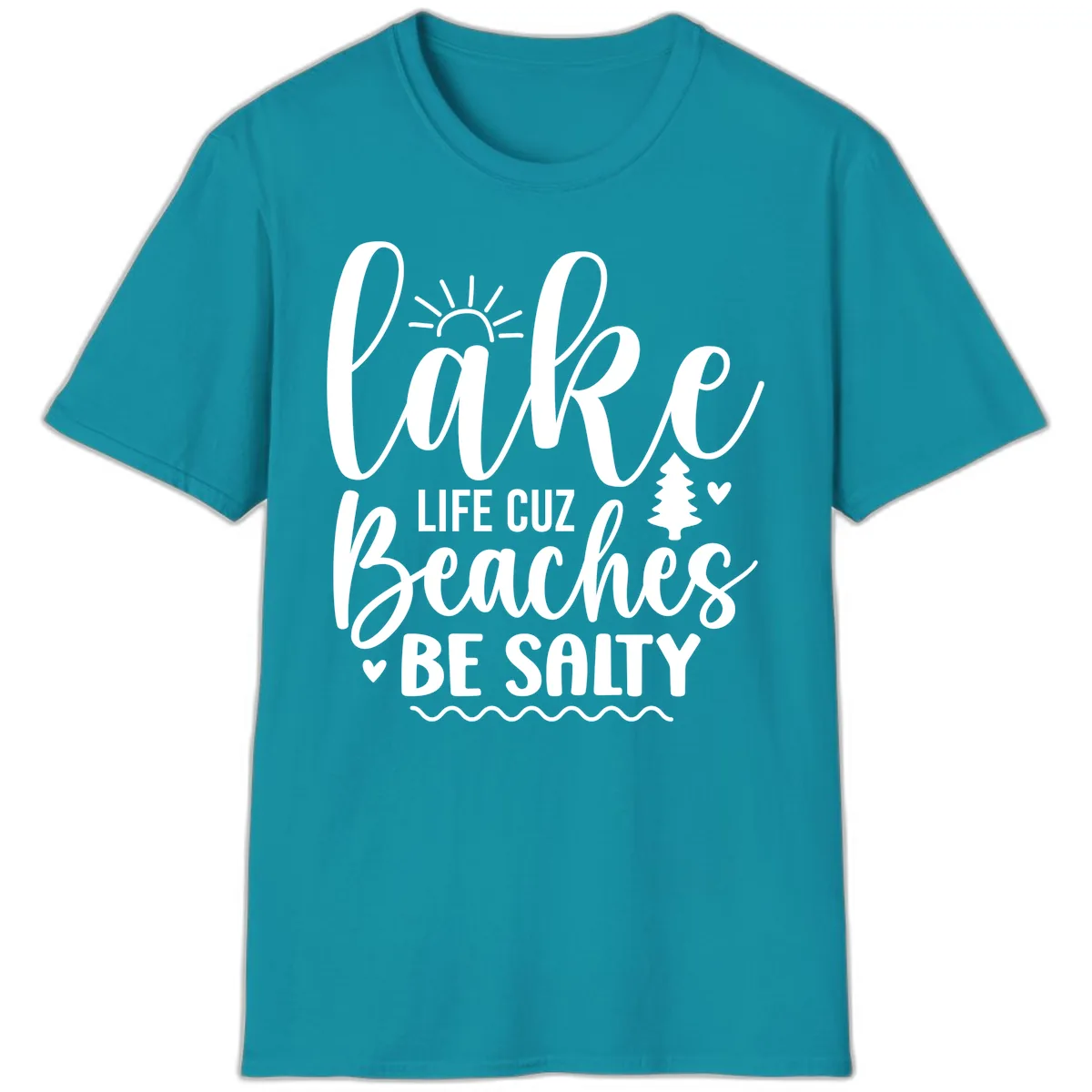 Lake Life Cuzz Beaches Be Salty T-Shirt in Tropical Blue