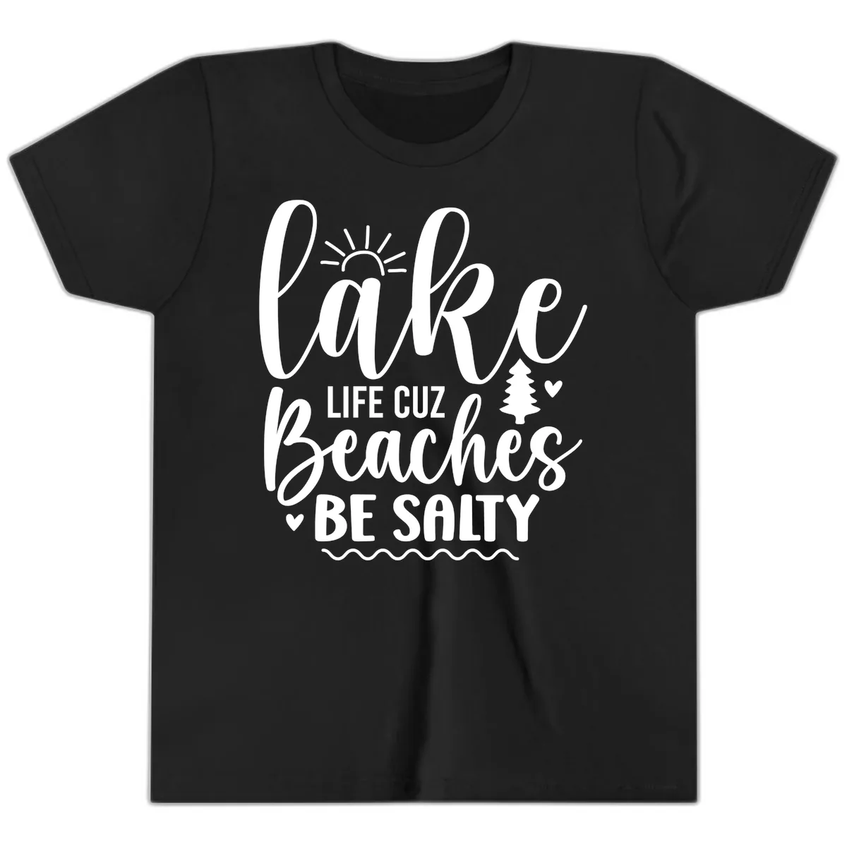 Lake Life Cuzz Beaches Be Salty Youth T-Shirt in Black