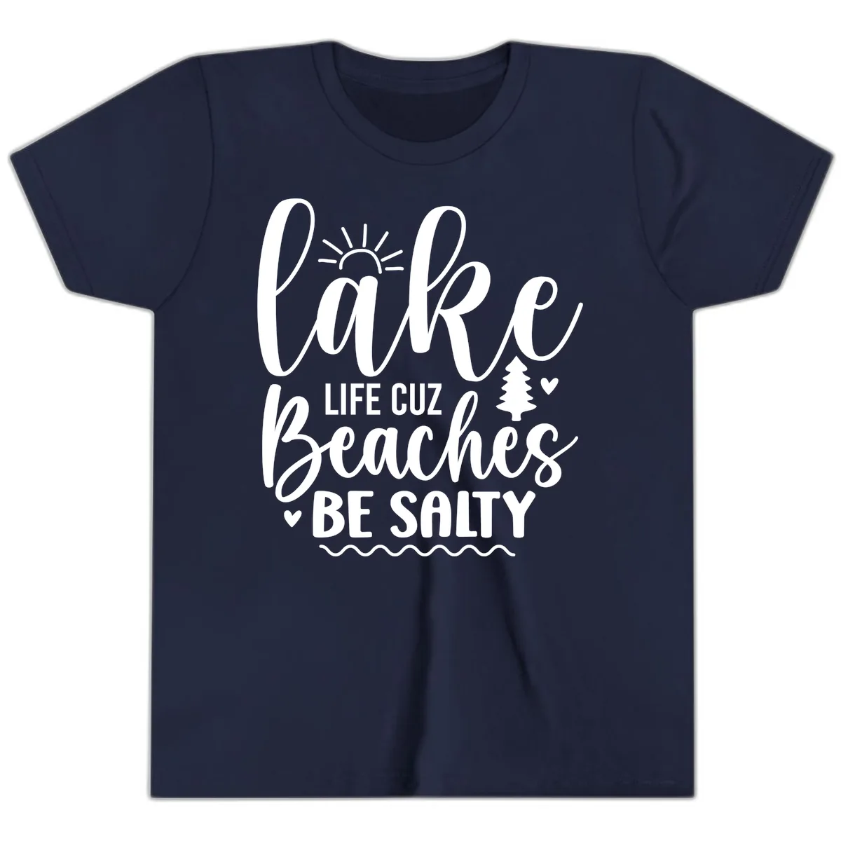 Lake Life Cuzz Beaches Be Salty Youth T-Shirt in Navy