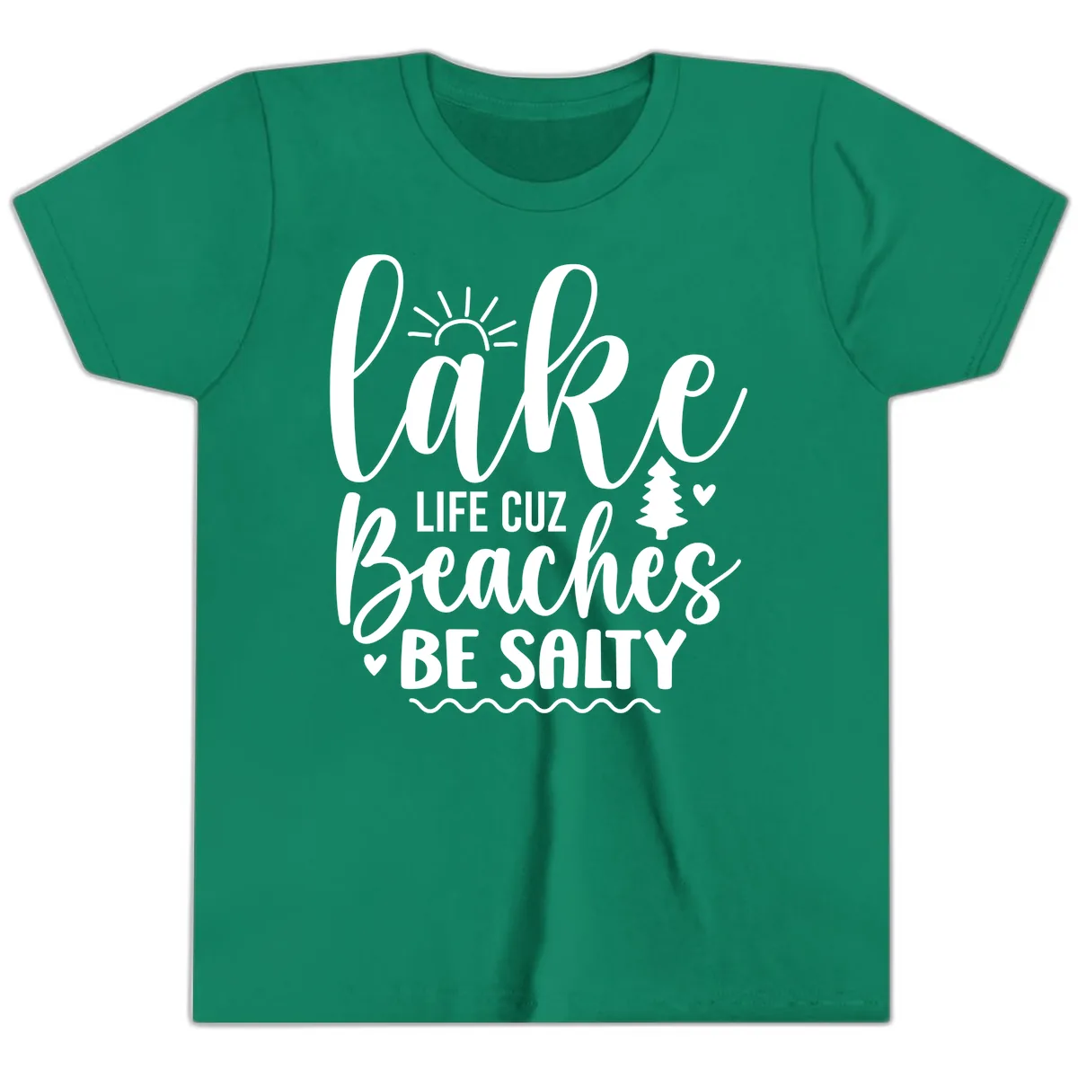 Lake Life Cuzz Beaches Be Salty Youth T-Shirt in Kelly
