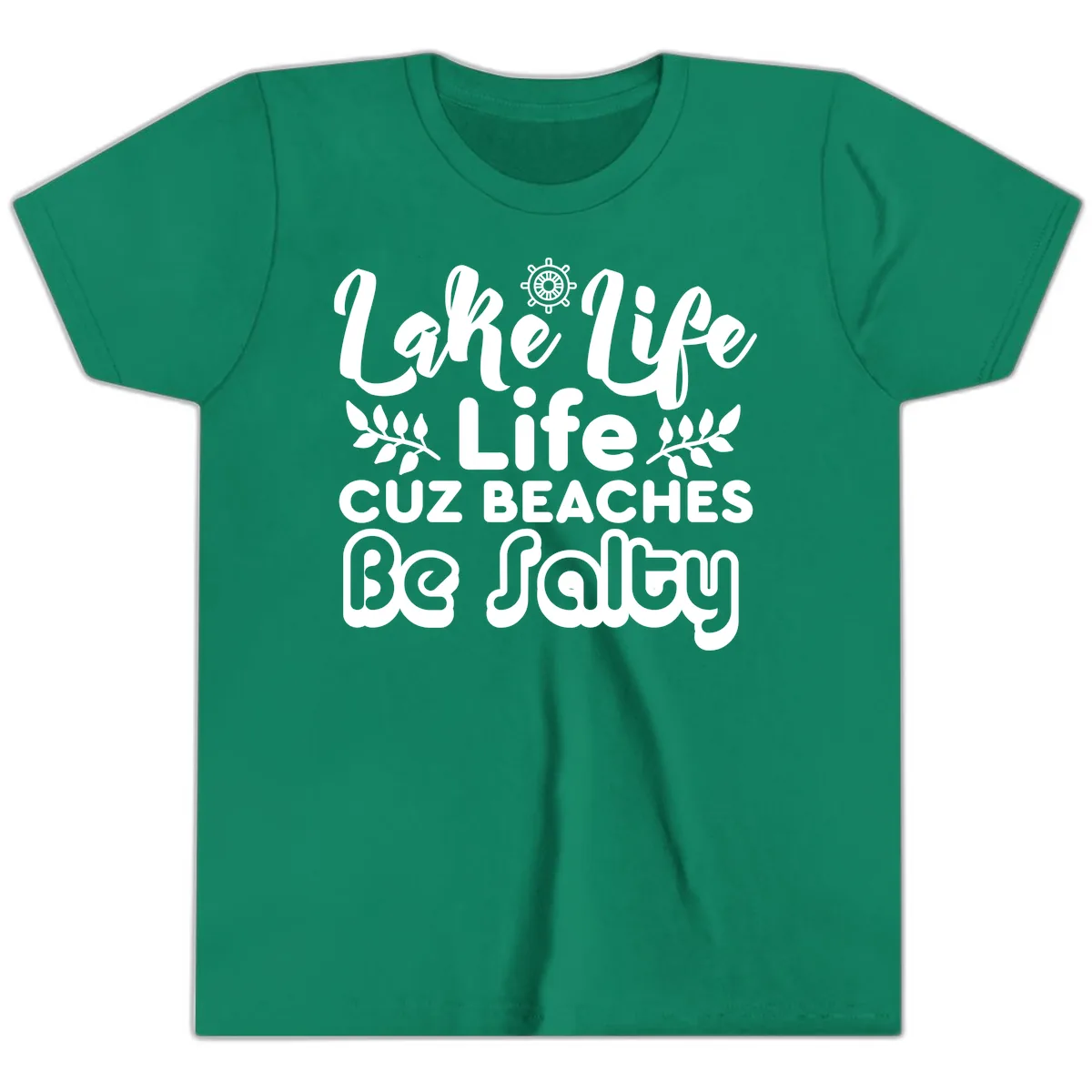 Lake Life Cuz Beaches Be Salty Youth T-Shirt in Kelly