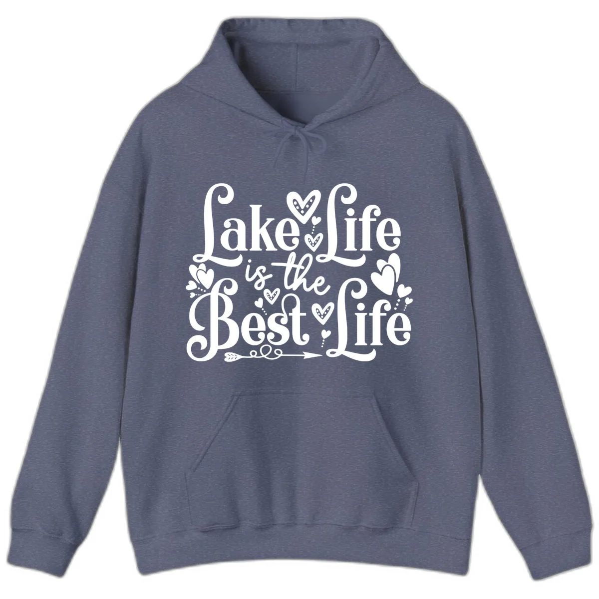 Lake Life Is The Best Life Hoodie in Heather Navy