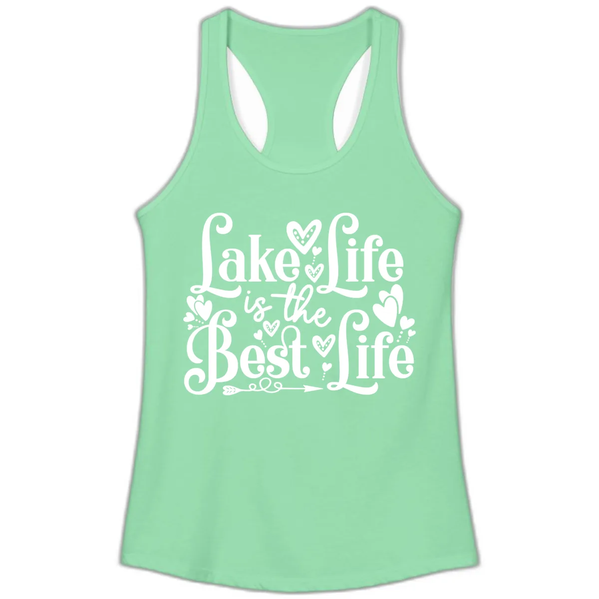 Lake Life Is The Best Life Ladies Tank in Solid Mint