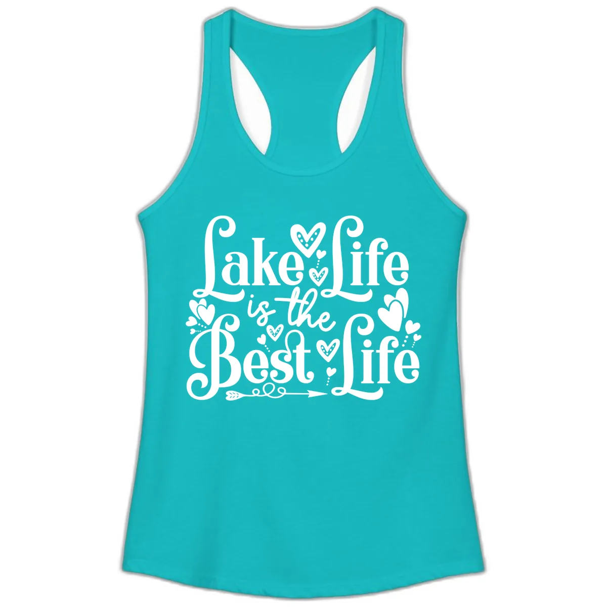 Lake Life Is The Best Life Ladies Tank in Tahiti Blue