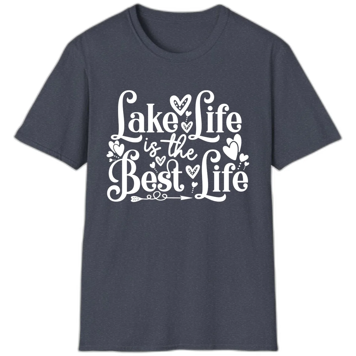 Lake Life Is The Best Life T-Shirt in Heather Navy