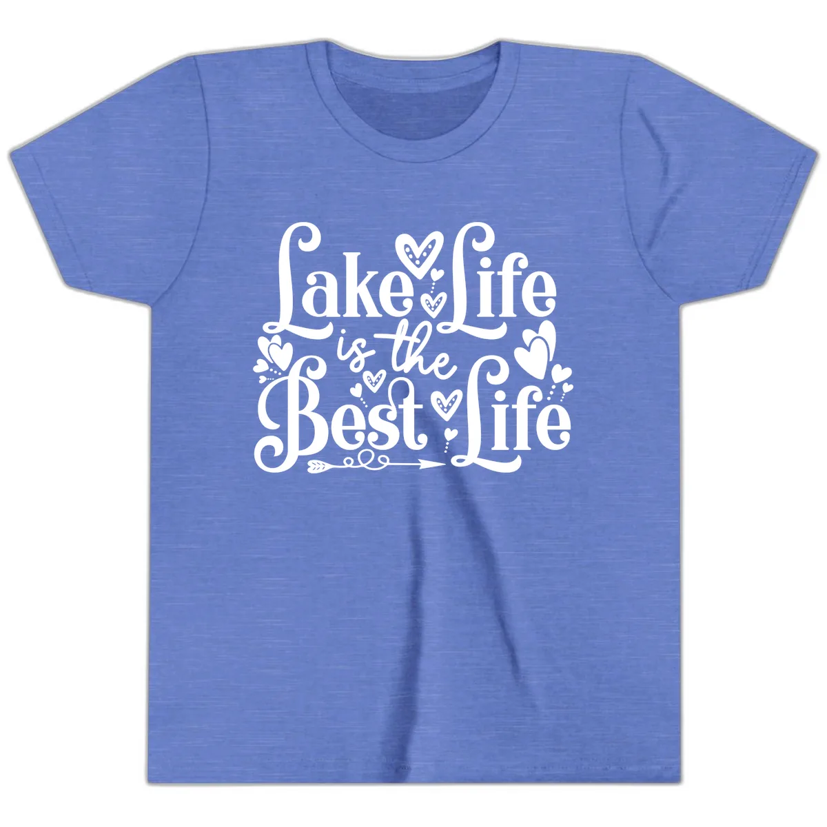 Lake Life Is The Best Life Youth T-Shirt in Heather Columbia Blue