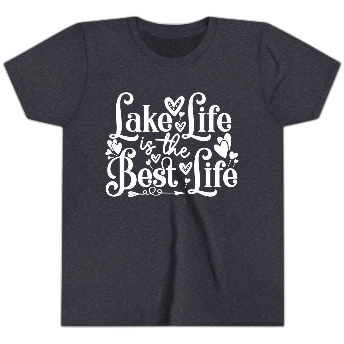 Lake Life Is The Best Life Youth T-Shirt in Heather Navy