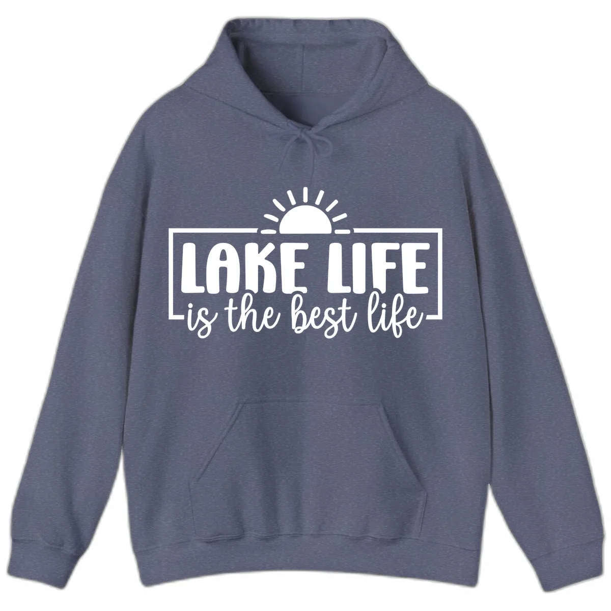 Lake Life Is The Best Life Design Hoodie in Heather Navy