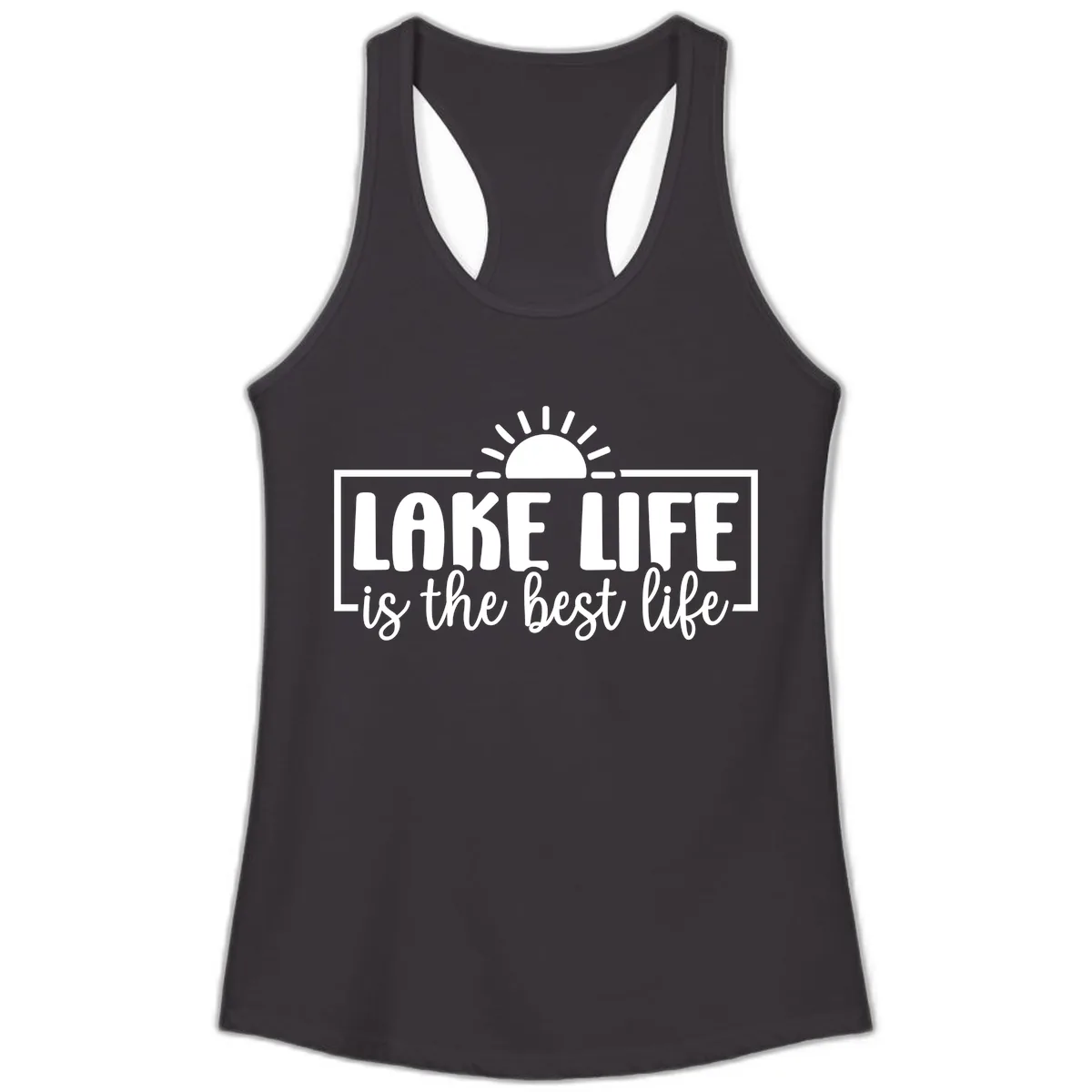 Lake Life Is The Best Life Design Ladies Tank in Black