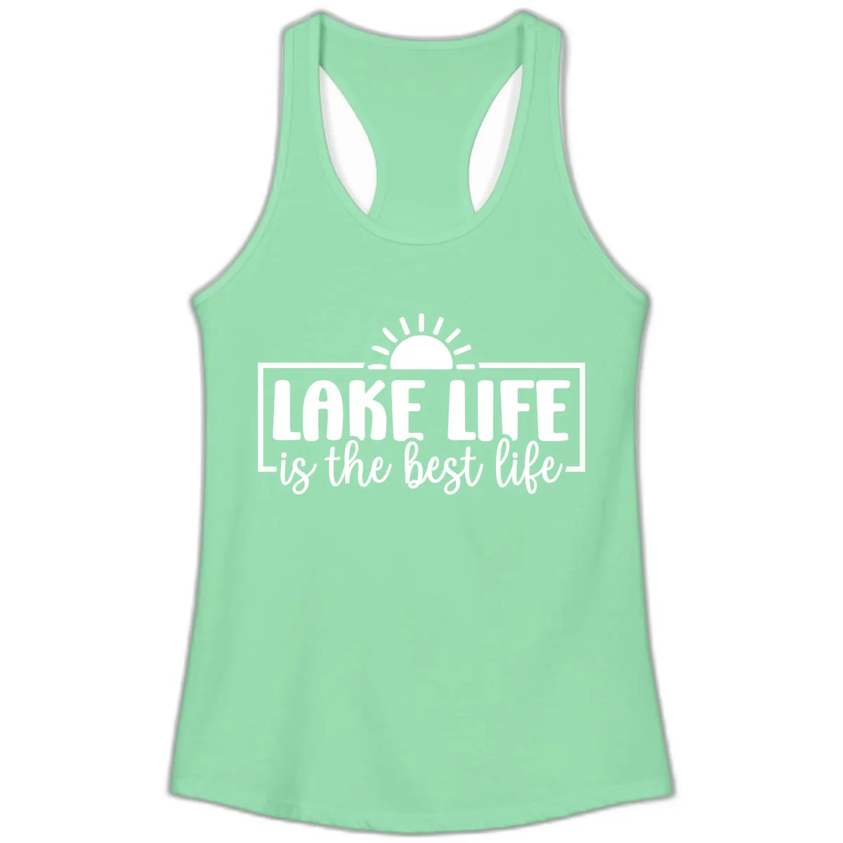Lake Life Is The Best Life Design Ladies Tank in Solid Mint