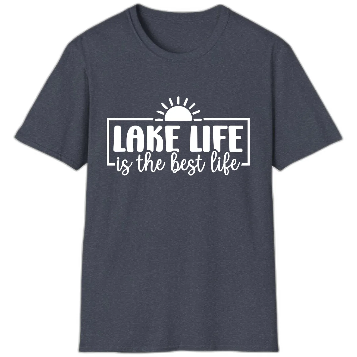 Lake Life Is The Best Life Design T-Shirt in Heather Navy