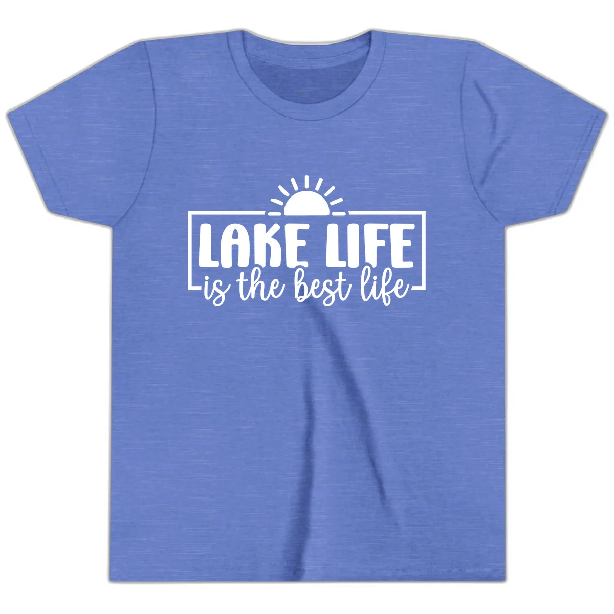 Lake Life Is The Best Life Design Youth T-Shirt in Heather Columbia Blue