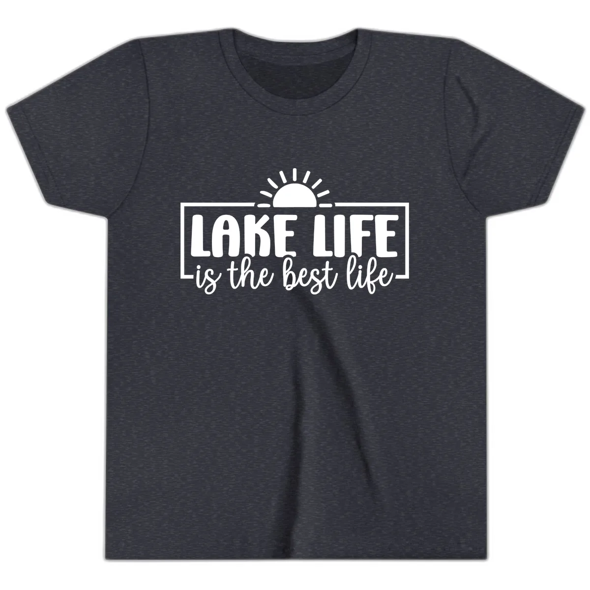 Lake Life Is The Best Life Design Youth T-Shirt in Heather Navy