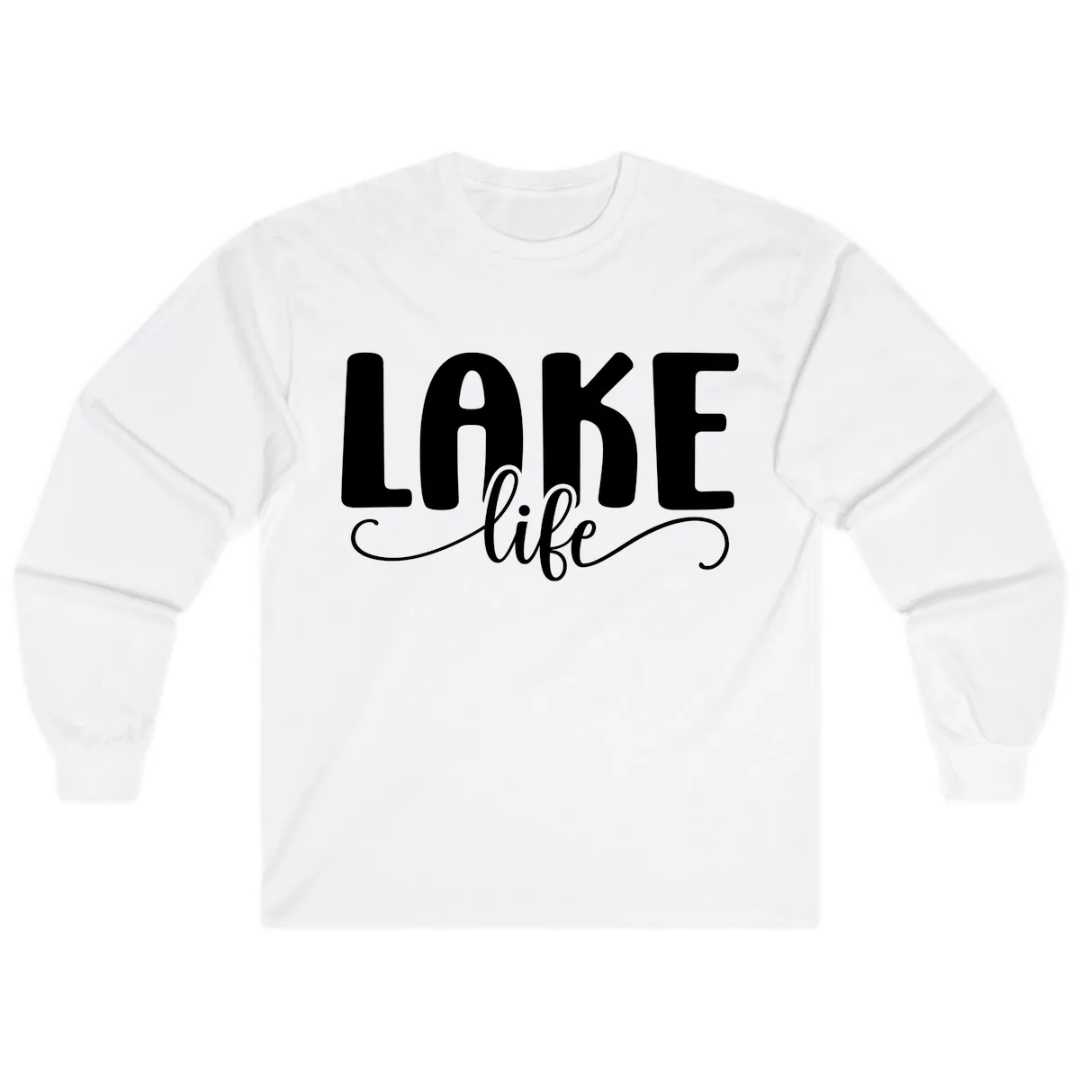 Lake Life Script Typography Design Long Sleeve in White
