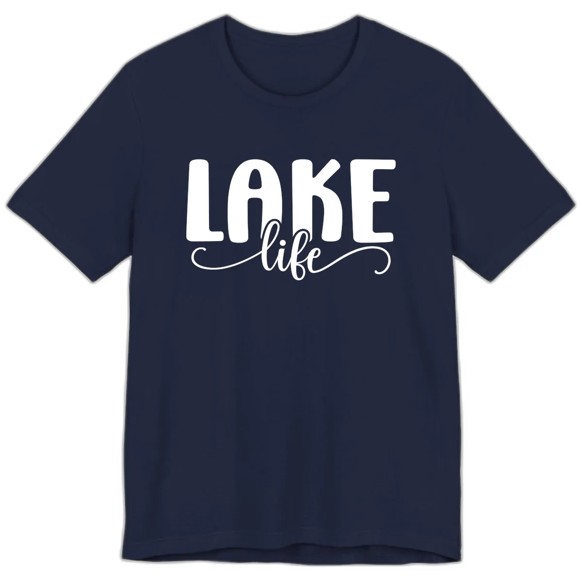 Lake Life Script Typography Design Premium T-Shirt in Navy
