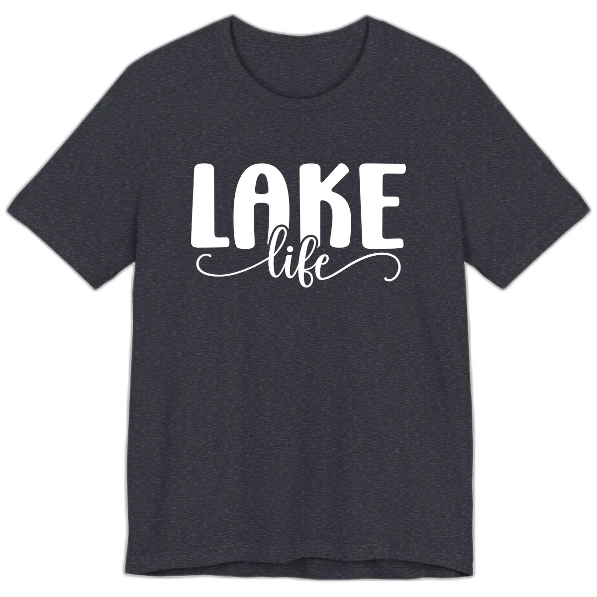 Lake Life Script Typography Design Premium T-Shirt in Heather Navy