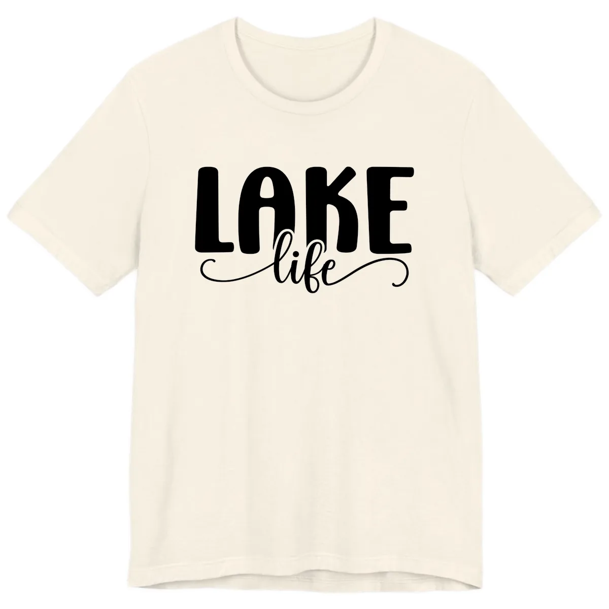 Lake Life Script Typography Design Premium T-Shirt in Natural