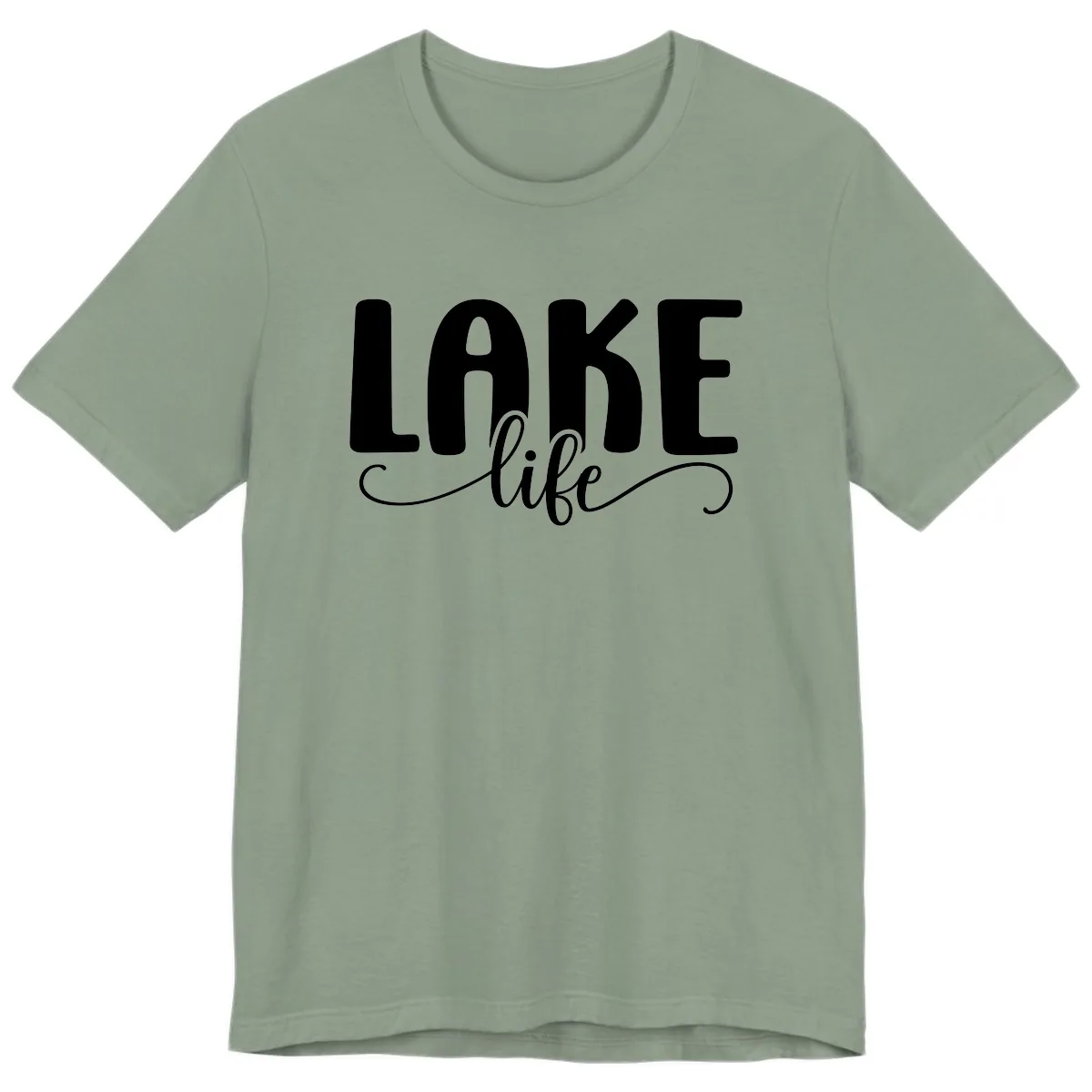 Lake Life Script Typography Design Premium T-Shirt in Sage
