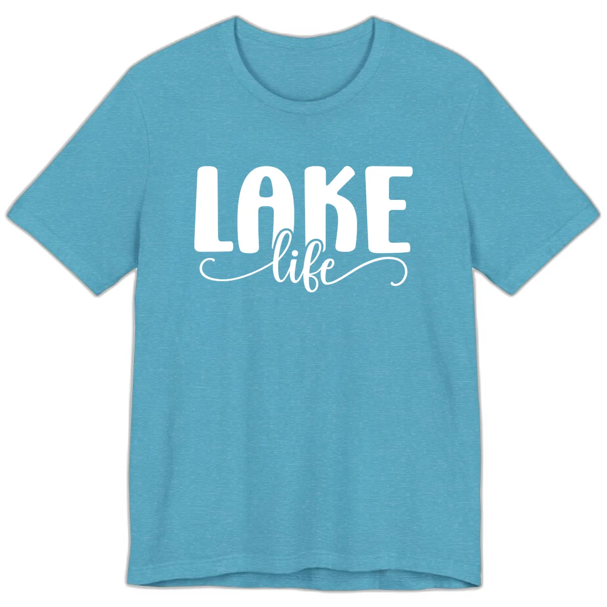 Lake Life Script Typography Design Premium T-Shirt in Heather Aqua