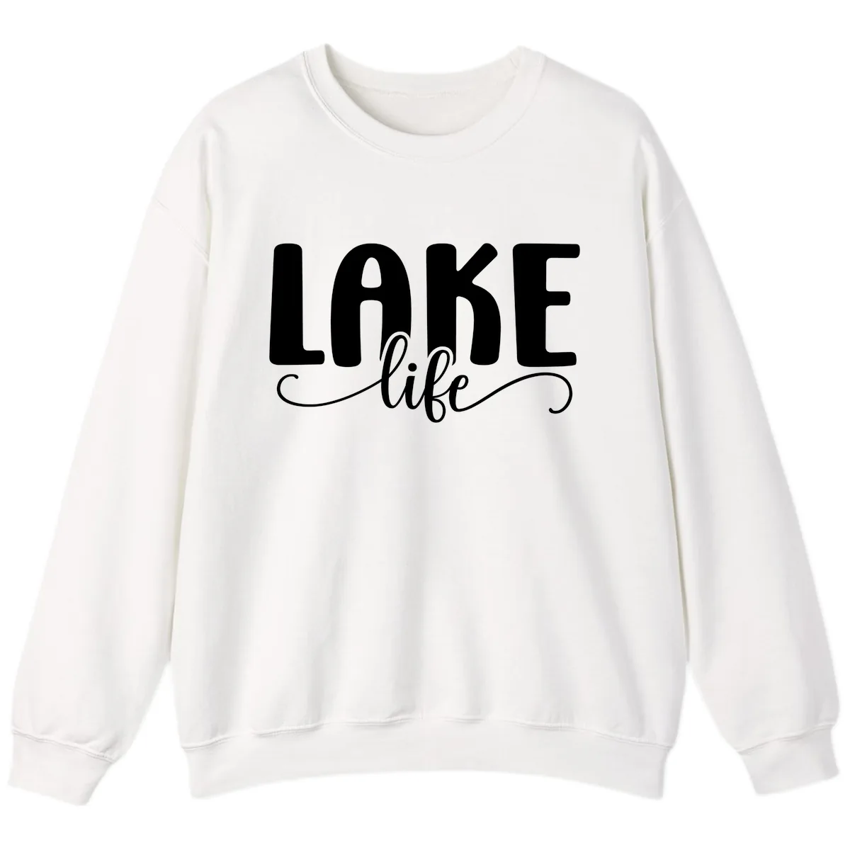 Lake Life Script Typography Design Sweatshirt in White