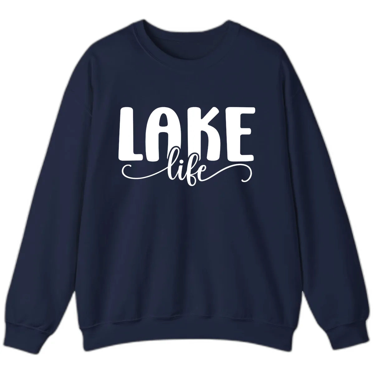 Lake Life Script Typography Design Sweatshirt in Navy