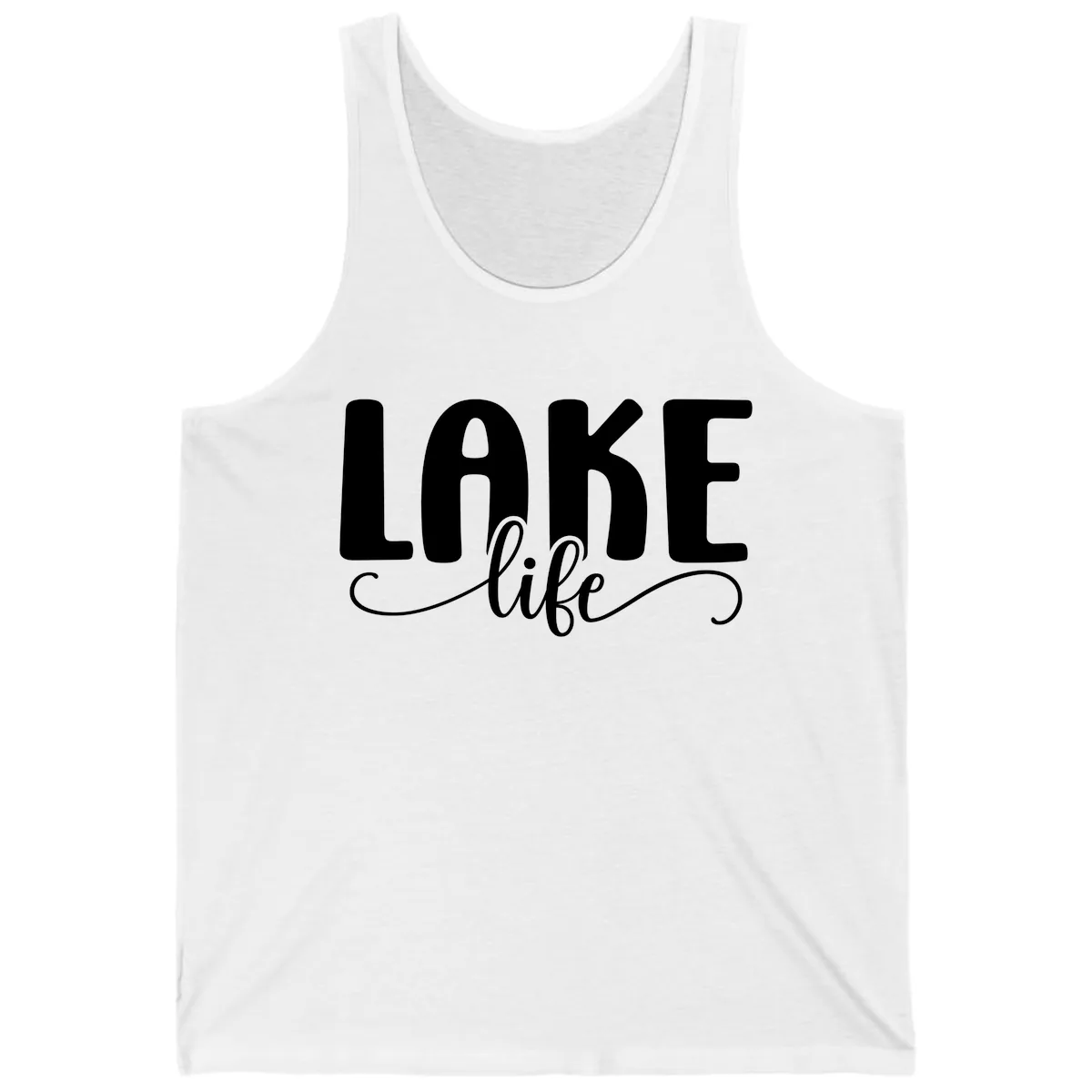 Lake Life Script Typography Design Tank in White