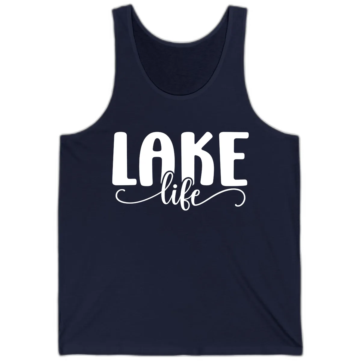 Lake Life Script Typography Design Tank in Navy