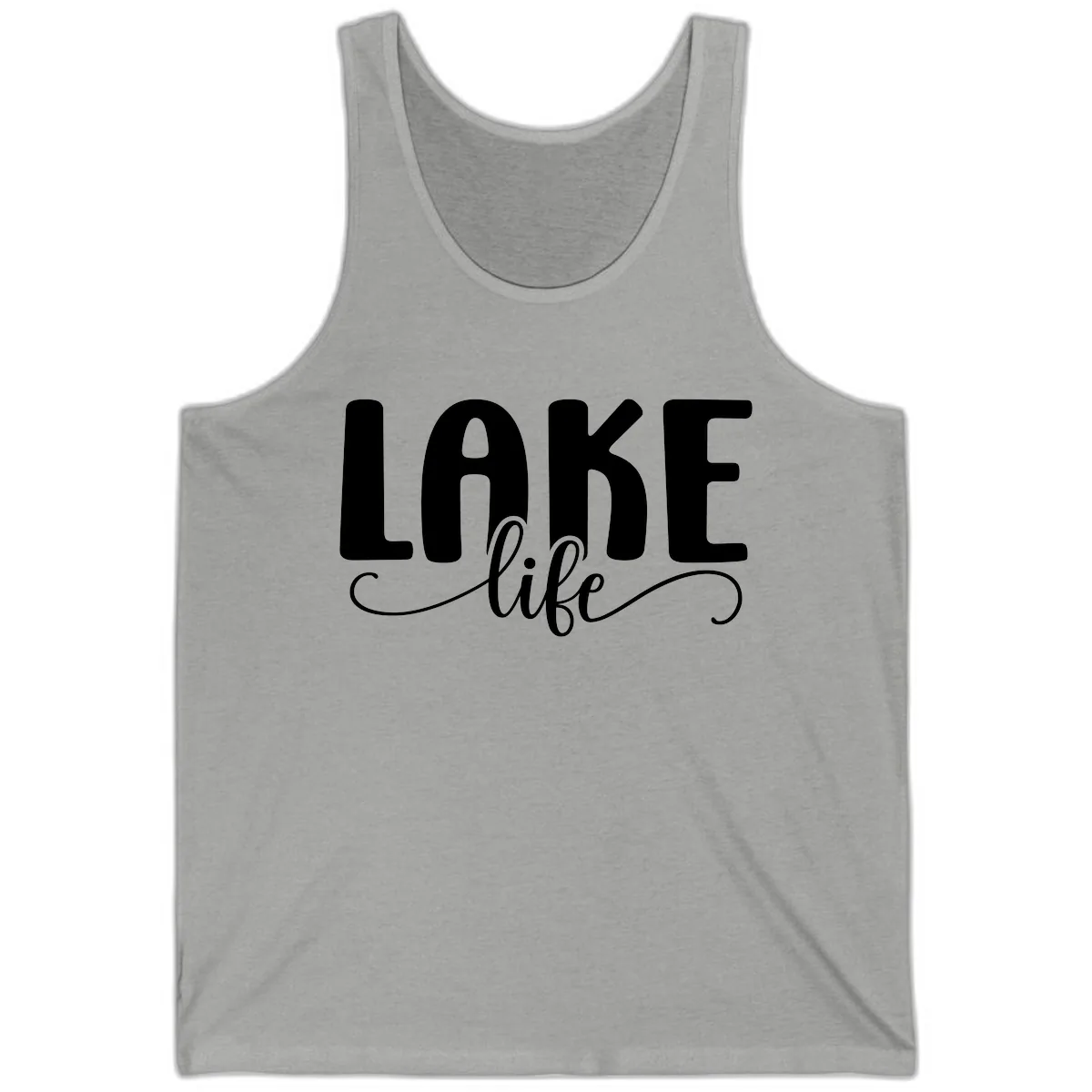 Lake Life Script Typography Design Tank in Athletic Heather