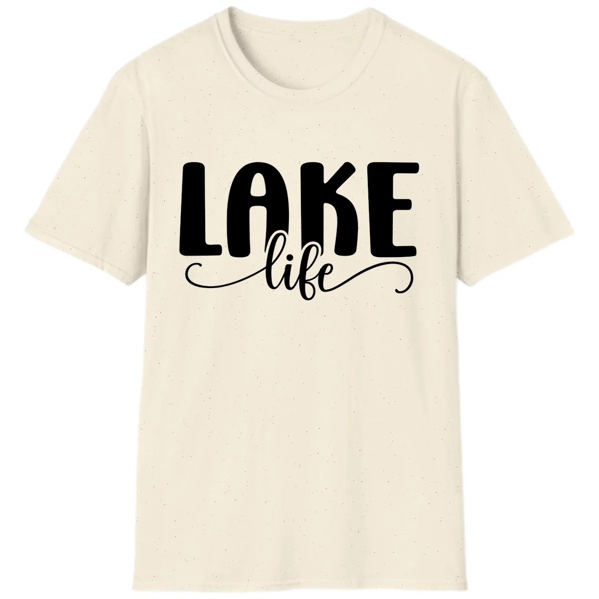 Lake Life Script Typography Design T-Shirt in Natural