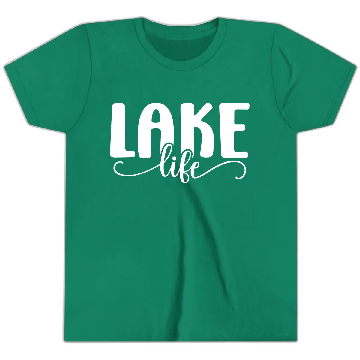 Lake Life Script Typography Design Youth T-Shirt in Kelly