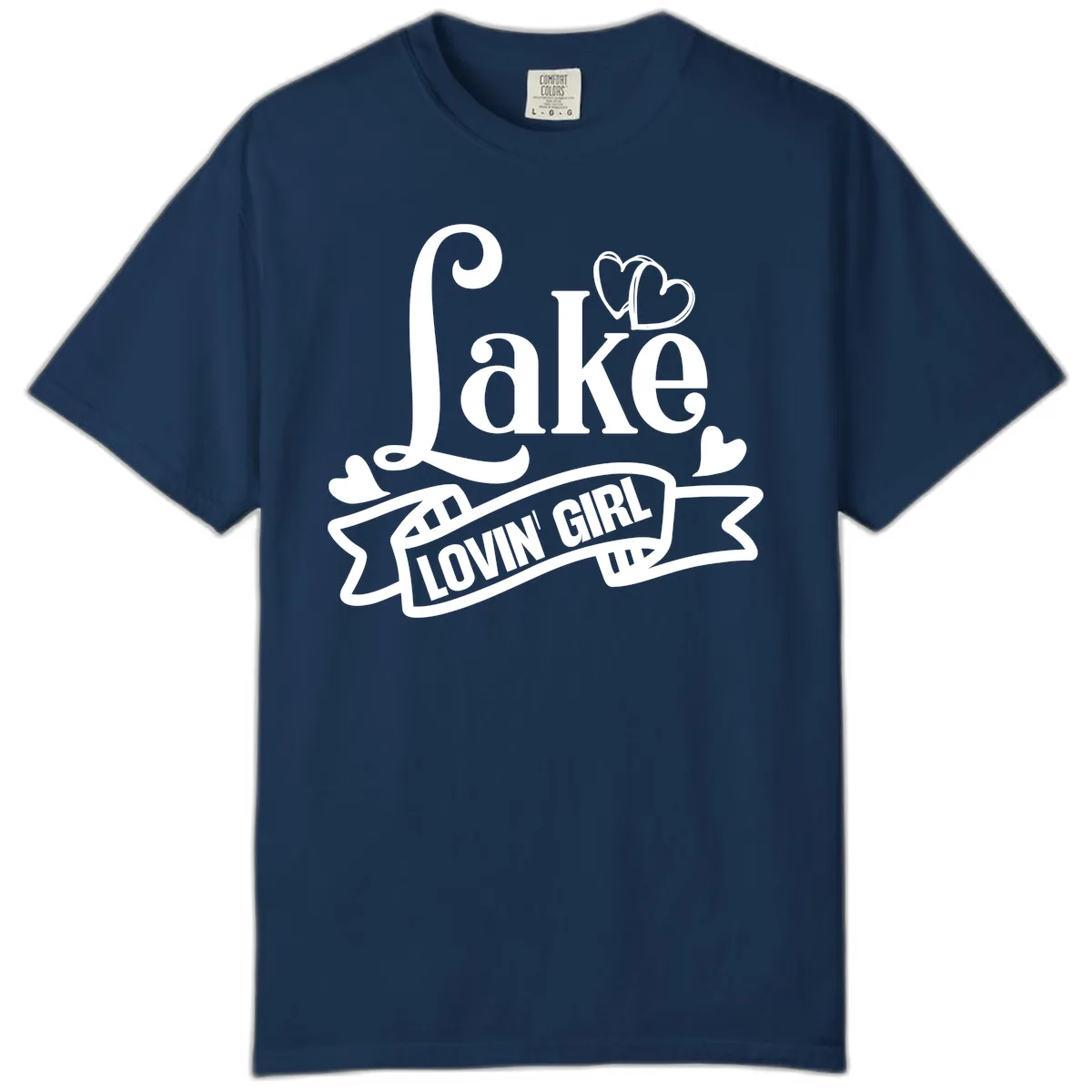Lake Lovin' Girl Lifestyle Apparel Comfort Color in Navy