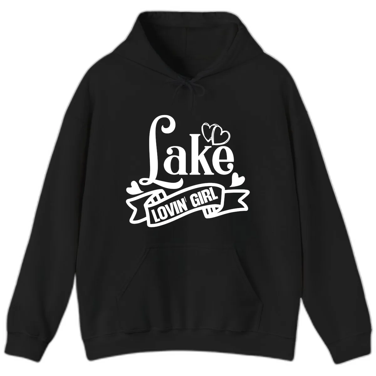 Lake Lovin' Girl Lifestyle Apparel Hoodie in Black