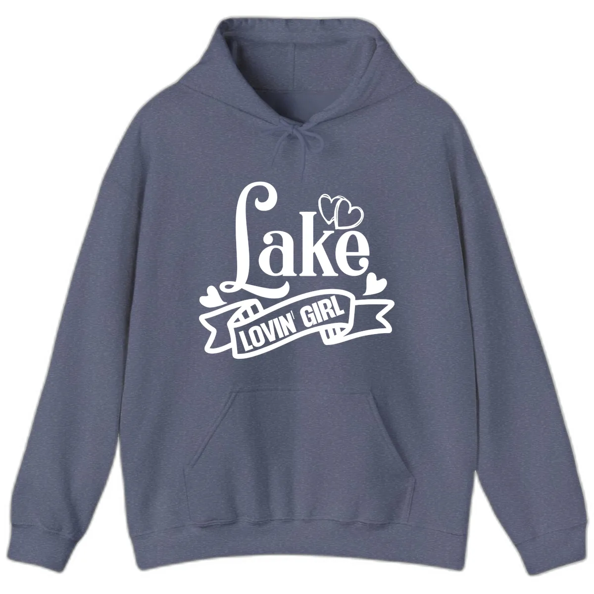 Lake Lovin' Girl Lifestyle Apparel Hoodie in Heather Navy