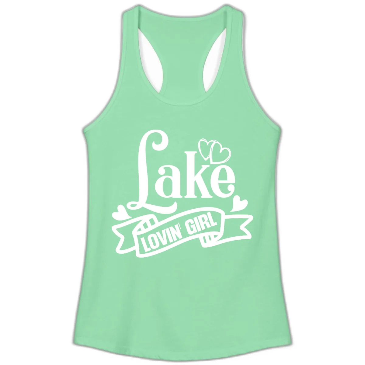 Lake Lovin' Girl Lifestyle Apparel Ladies Tank in Solid Mint