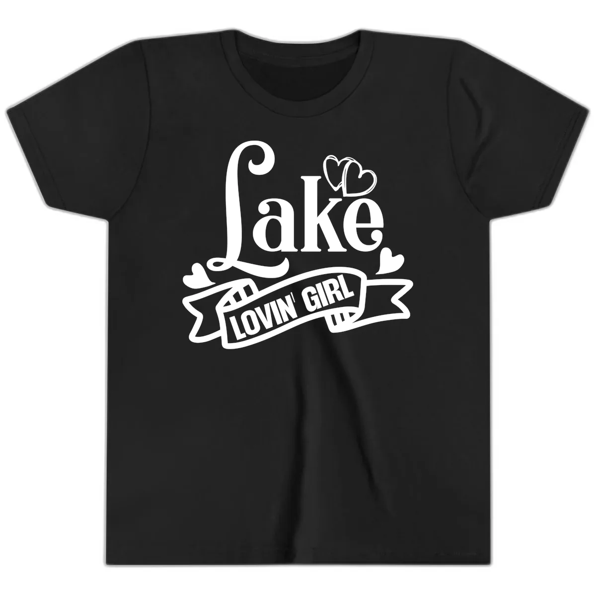 Lake Lovin' Girl Lifestyle Apparel Youth T-Shirt in Black