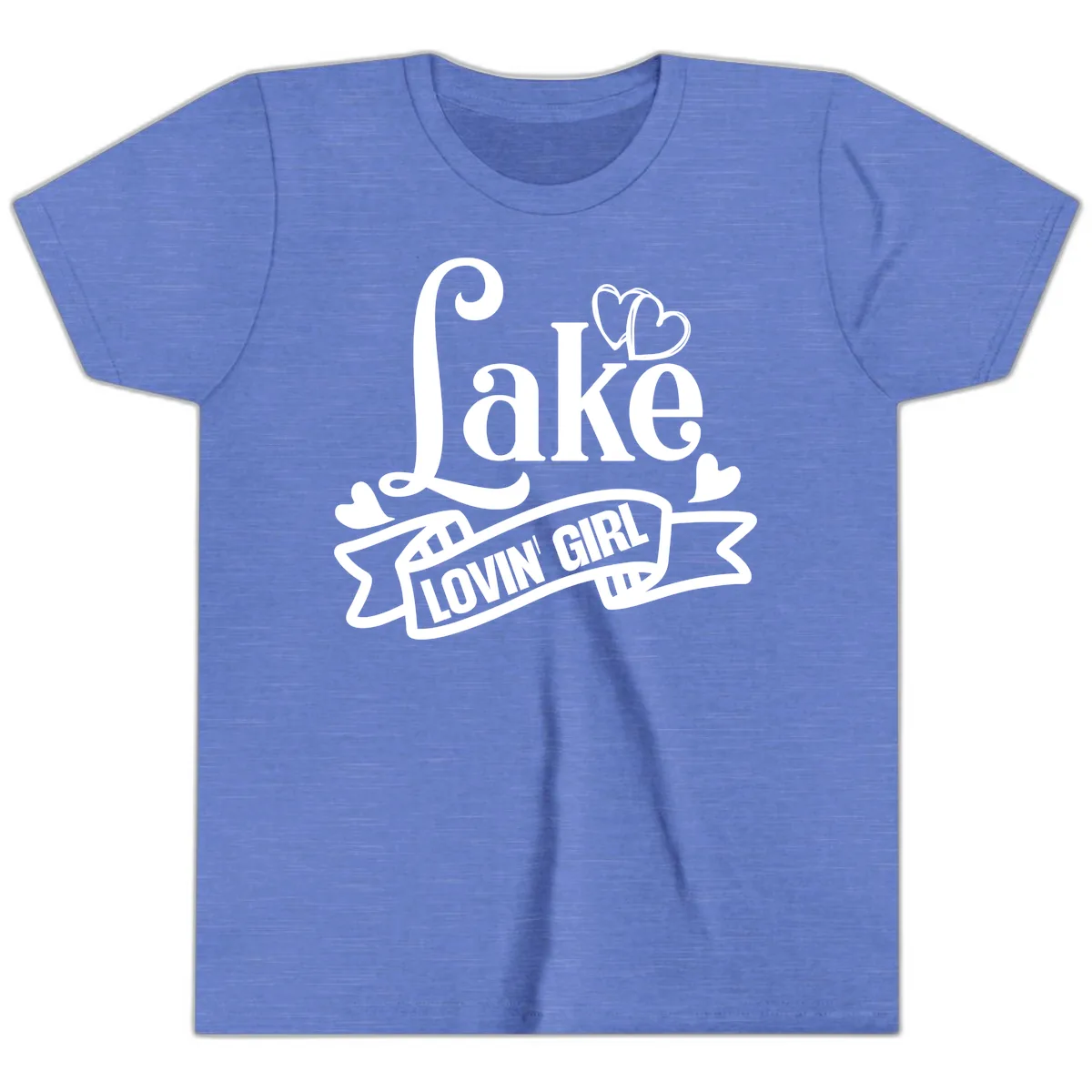 Lake Lovin' Girl Lifestyle Apparel Youth T-Shirt in Heather Columbia Blue
