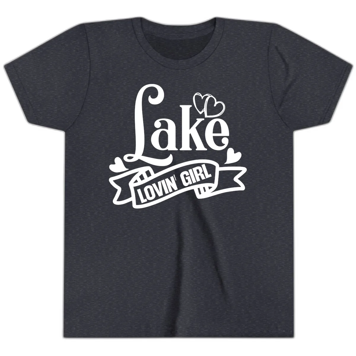 Lake Lovin' Girl Lifestyle Apparel Youth T-Shirt in Heather Navy