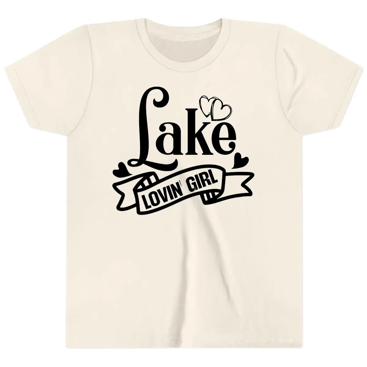 Lake Lovin' Girl Lifestyle Apparel Youth T-Shirt in Natural