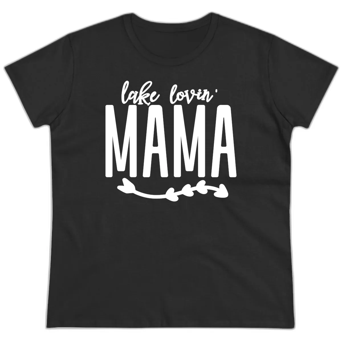 Lake Lovin Mama Graphic Ladies Tee in Black