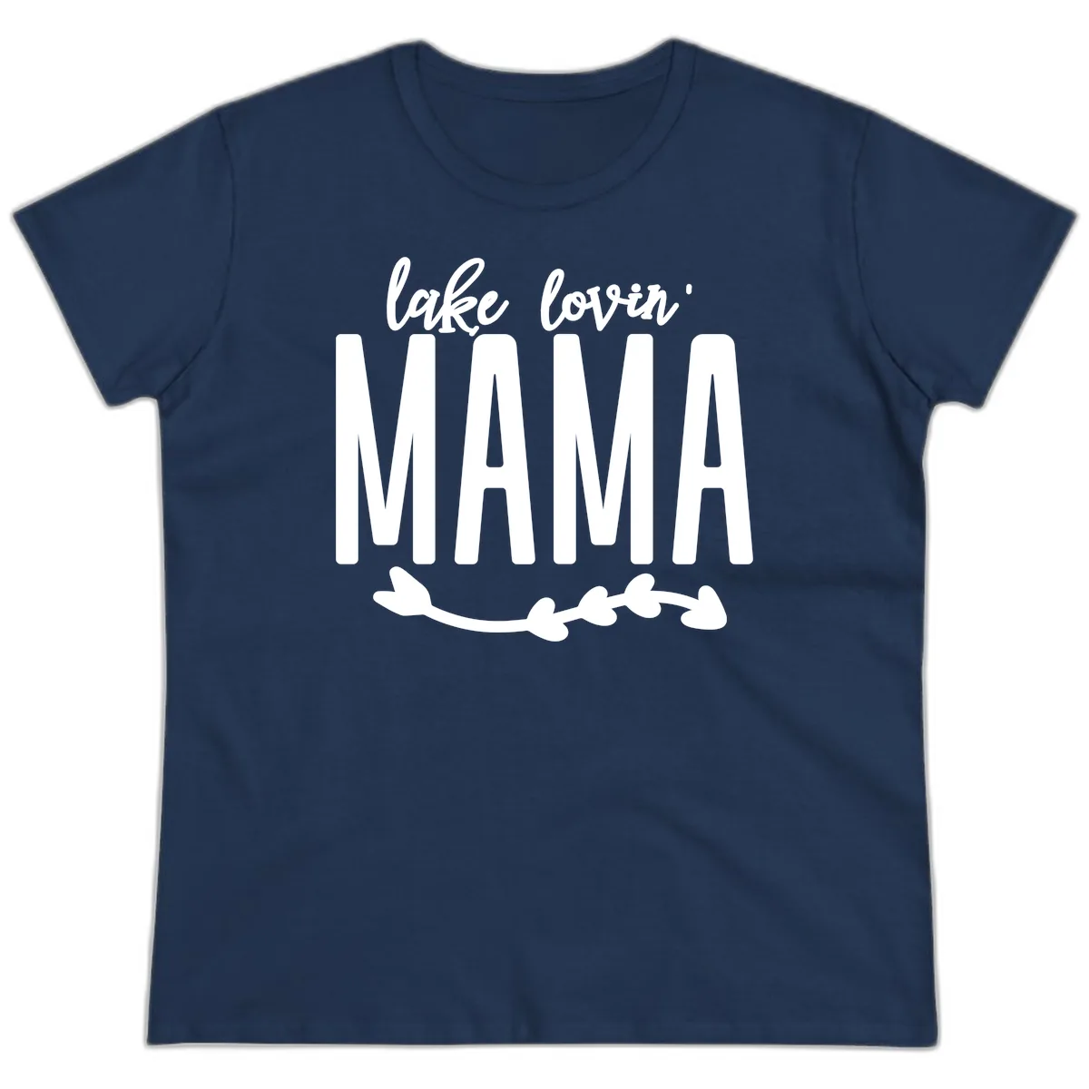 Lake Lovin Mama Graphic Ladies Tee in Navy