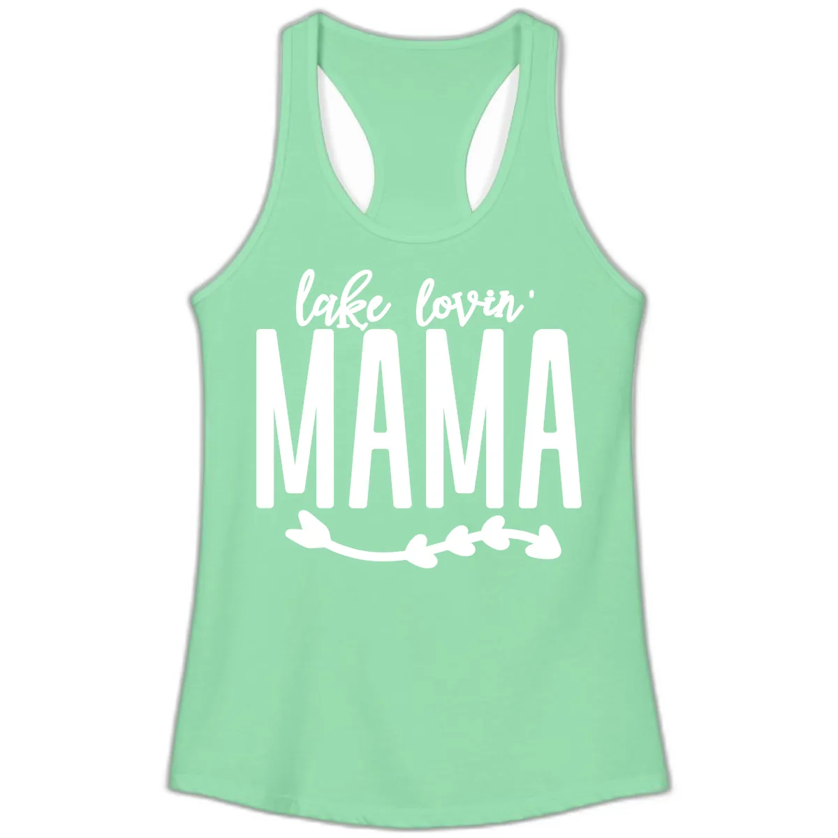 Lake Lovin Mama Graphic Ladies Tank in Solid Mint