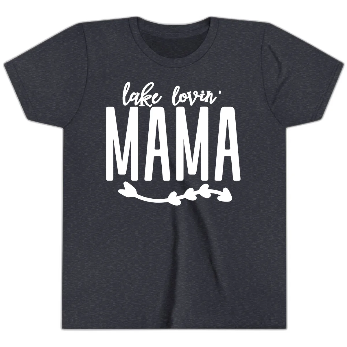 Lake Lovin Mama Graphic Youth T-Shirt in Heather Navy