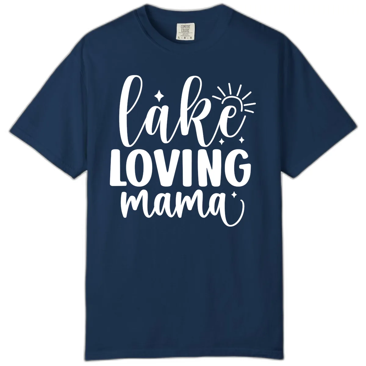 Lake Loving Mama Script Design Comfort Color in Navy