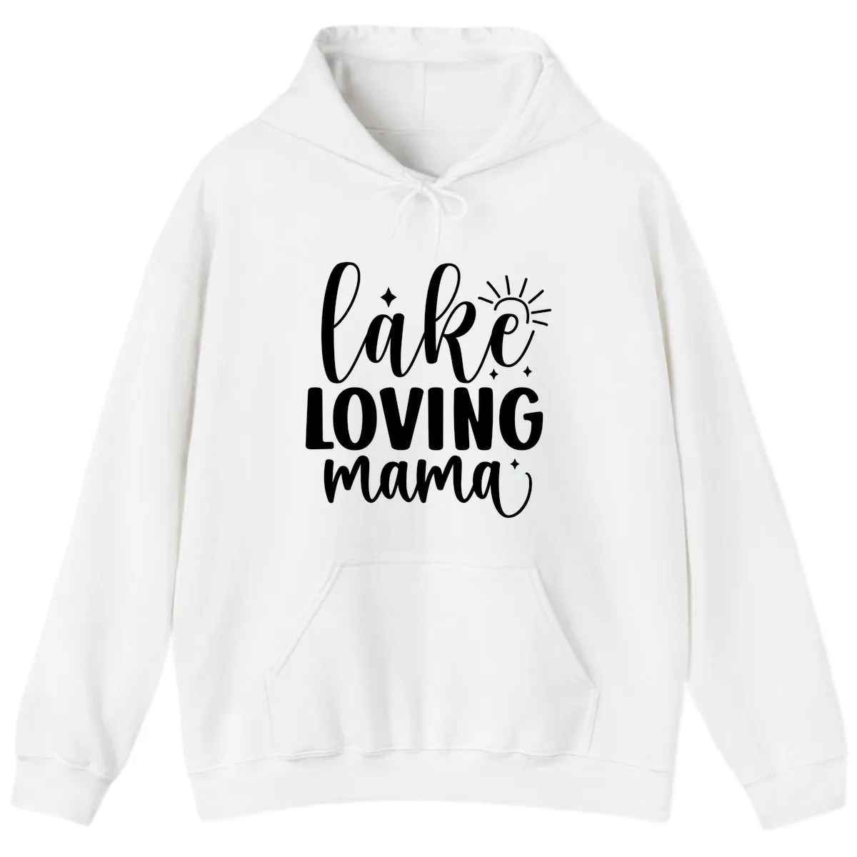 Lake Loving Mama Script Design Hoodie in White