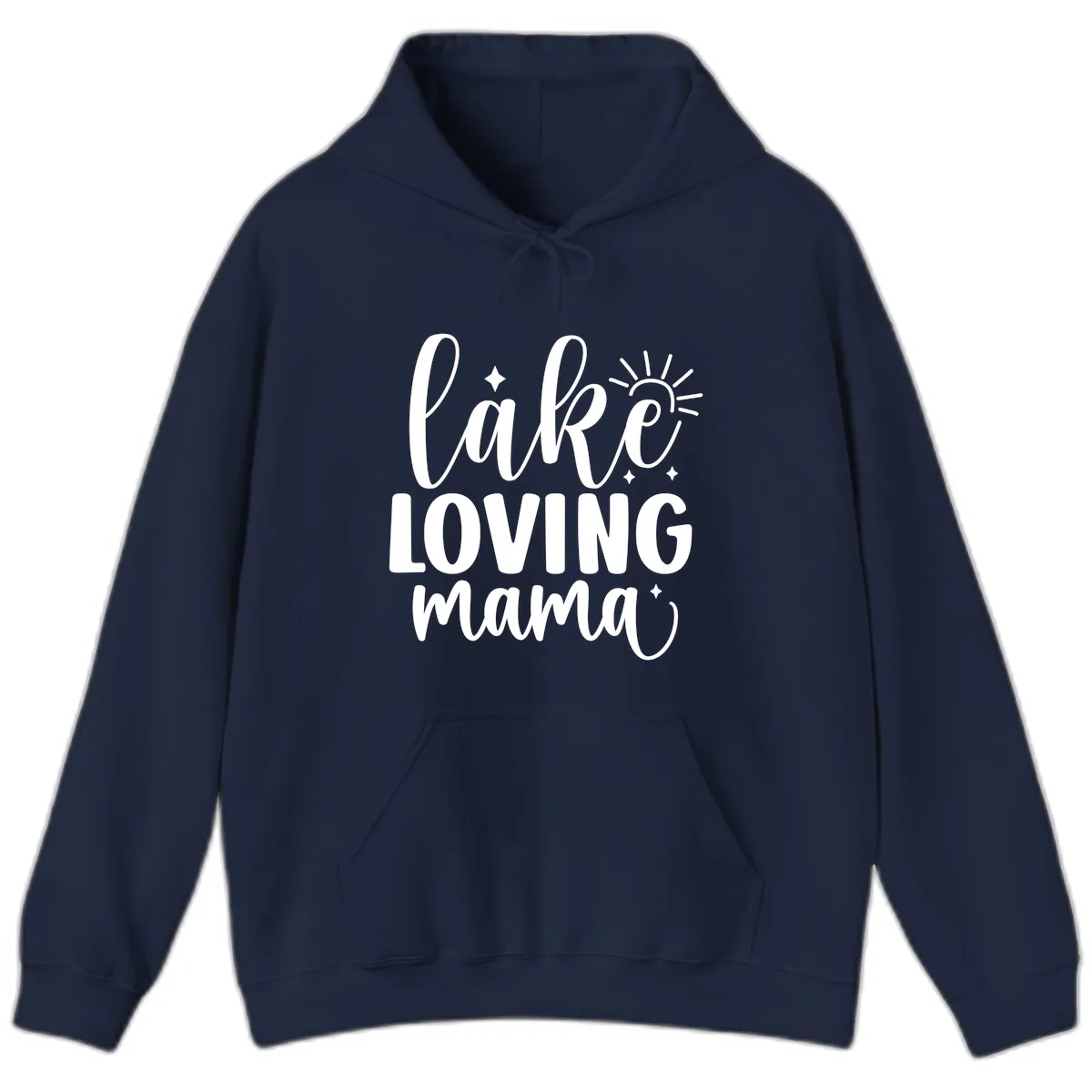Lake Loving Mama Script Design Hoodie in Navy