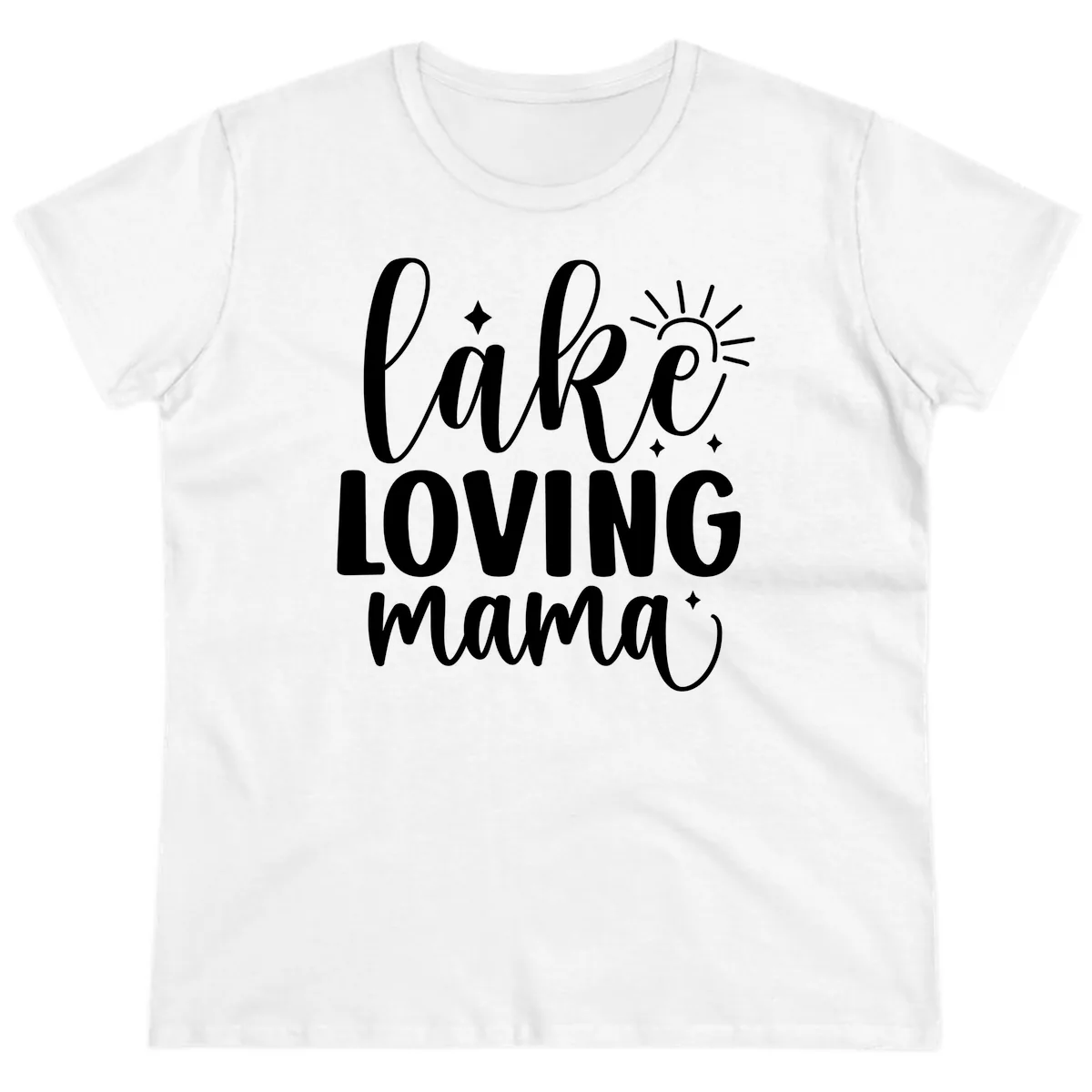 Lake Loving Mama Script Design Ladies Tee in White